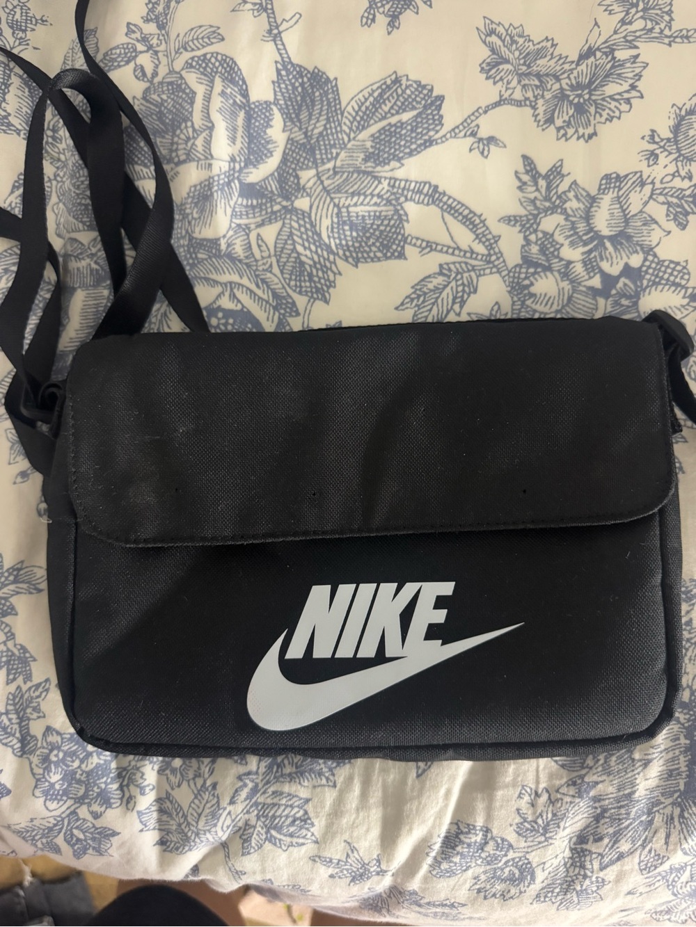 Nike Black Crossbody Shoulder Bag with White Logo
